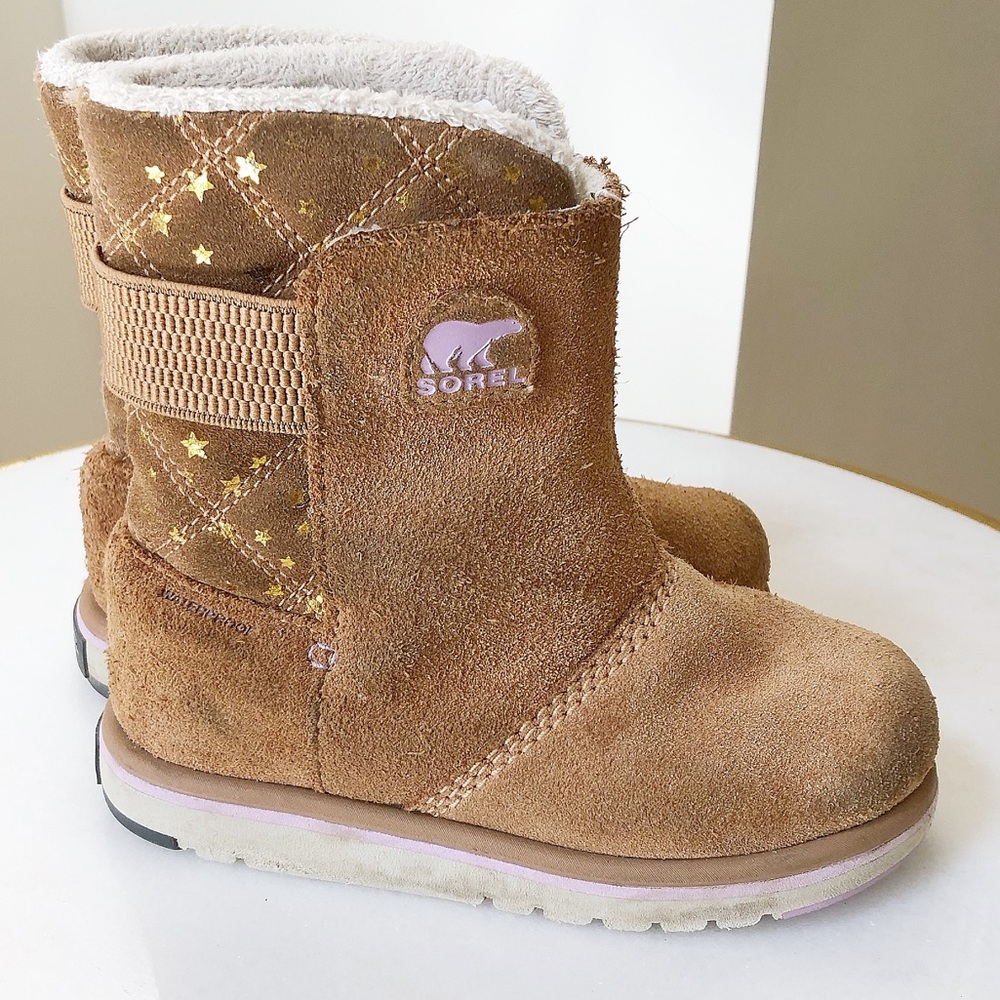 SOREL Rylee Brown Suede Stars Winter Boots Kids 12